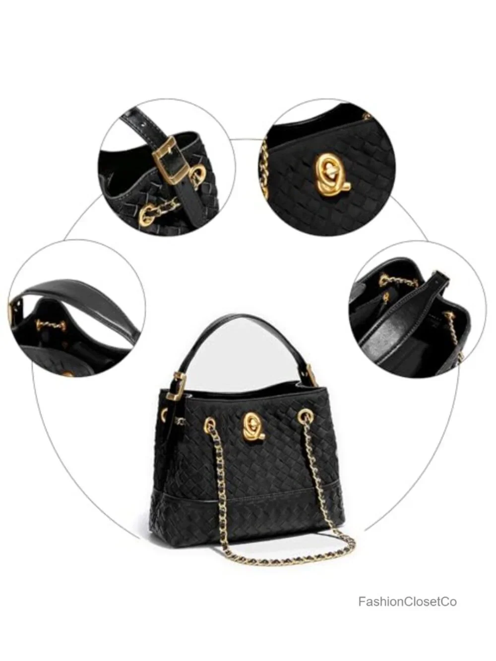 Woven Suede Tote Bag Small Shoulder Hobo Purse Vegan Leather Twist Lock